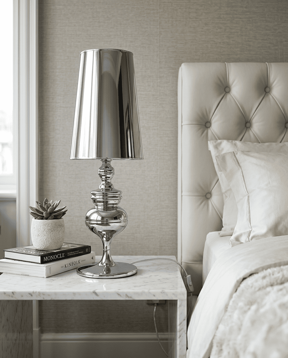 NoireRoyale silver lamp in bright interior
