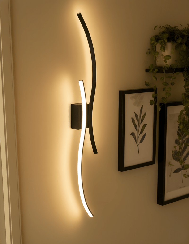 HaloLine wireless wall light beside a bed