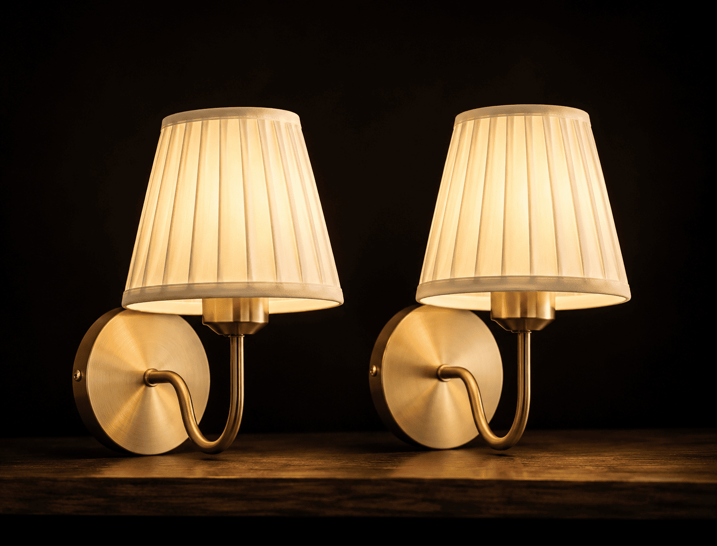Matched set of two gold GildGlow cordless wall sconces