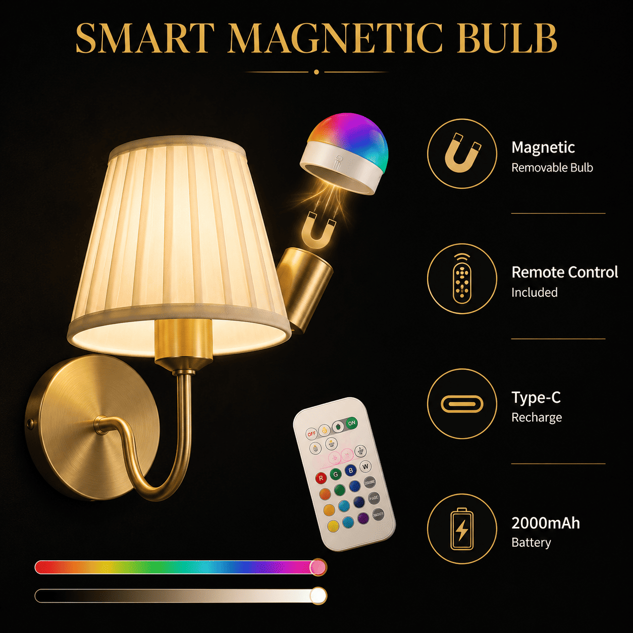 GildGlow smart magnetic bulb with remote control