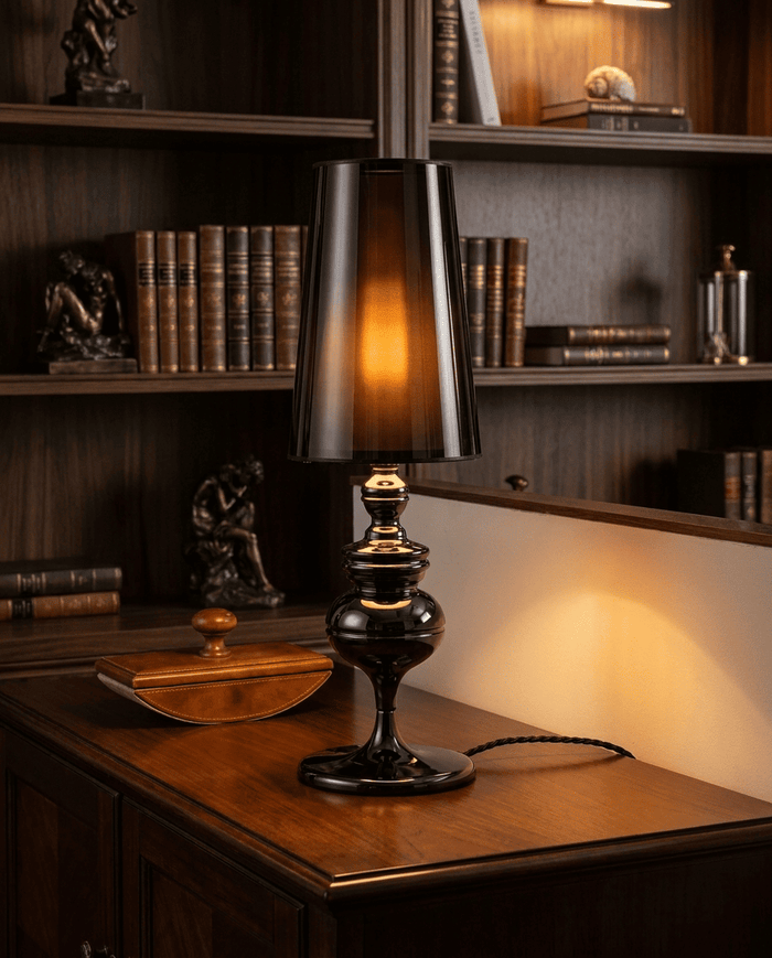 NoireRoyale lamp in moody living room