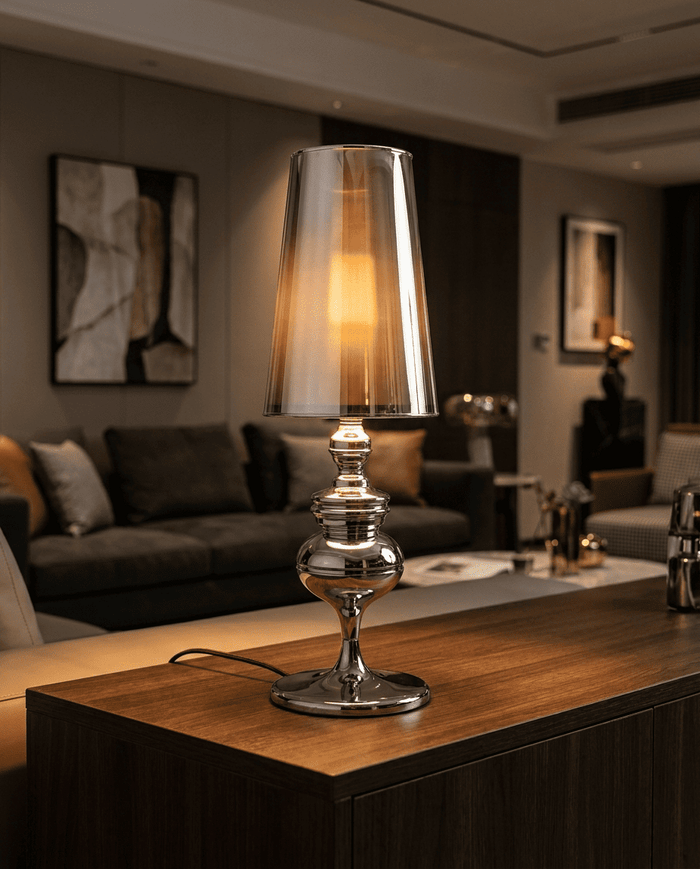 NoireRoyale lamp in dark living room interior