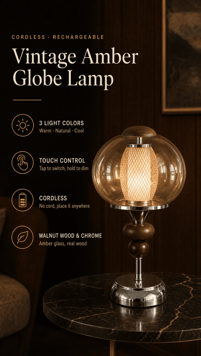 Noisette cordless lamp features: 3 light colors, touch control, cordless, real wood and chrome | nz-gallery-05